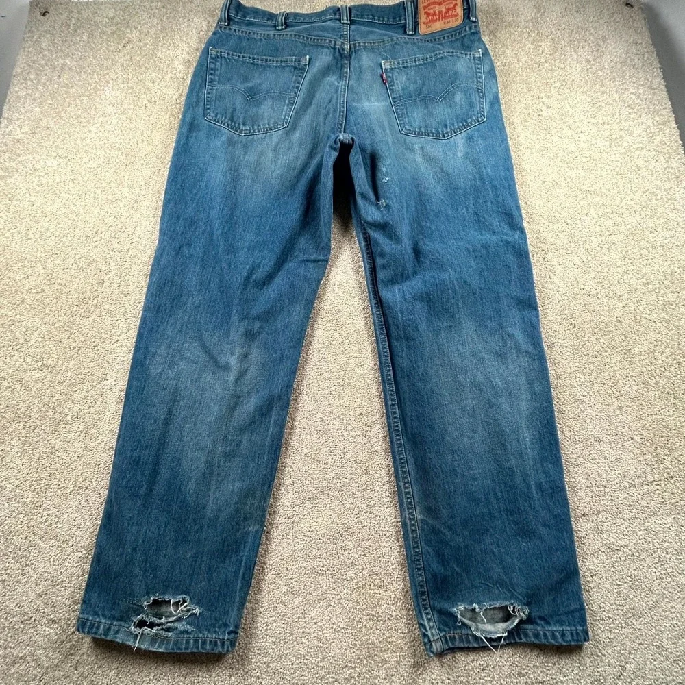 Levi's 550 Jeans Mens 38x30 Blue Denim Logo Medium Wash Straight Leg Streetwear‎